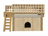 DIY Dog House Plans with Roof Deck - Medium Sized Outdoor Wooden Pet Home Kennel Shelter