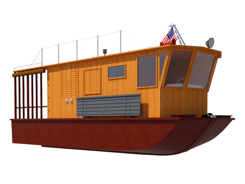 Houseboat DIY Plans - 21' Pontoon - House on a Boat Building Plan