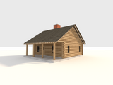 2 Bedroom Log Cabin Plans - DIY Vacation Home - 840 sq/ft - Build Your Own