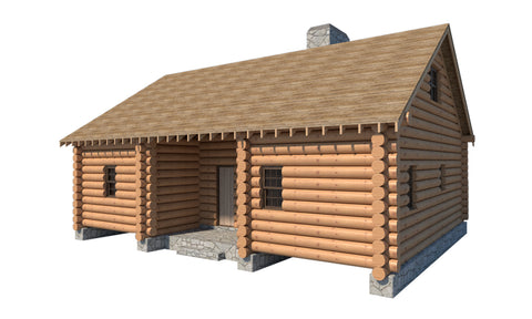 5 Bedroom Log Cabin With Loft DIY Plans - Cottage 1365 sq/ft - Build Your Own