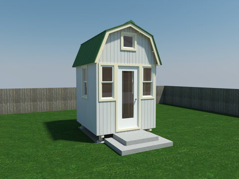 Micro Tiny House with a Loft in the Gambrel Roof - Tiny Homes DIY Plans