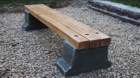 Outdoor Wooden and Concrete Garden Bench - DIY Plans - Park Bench Seat - Build Your Own