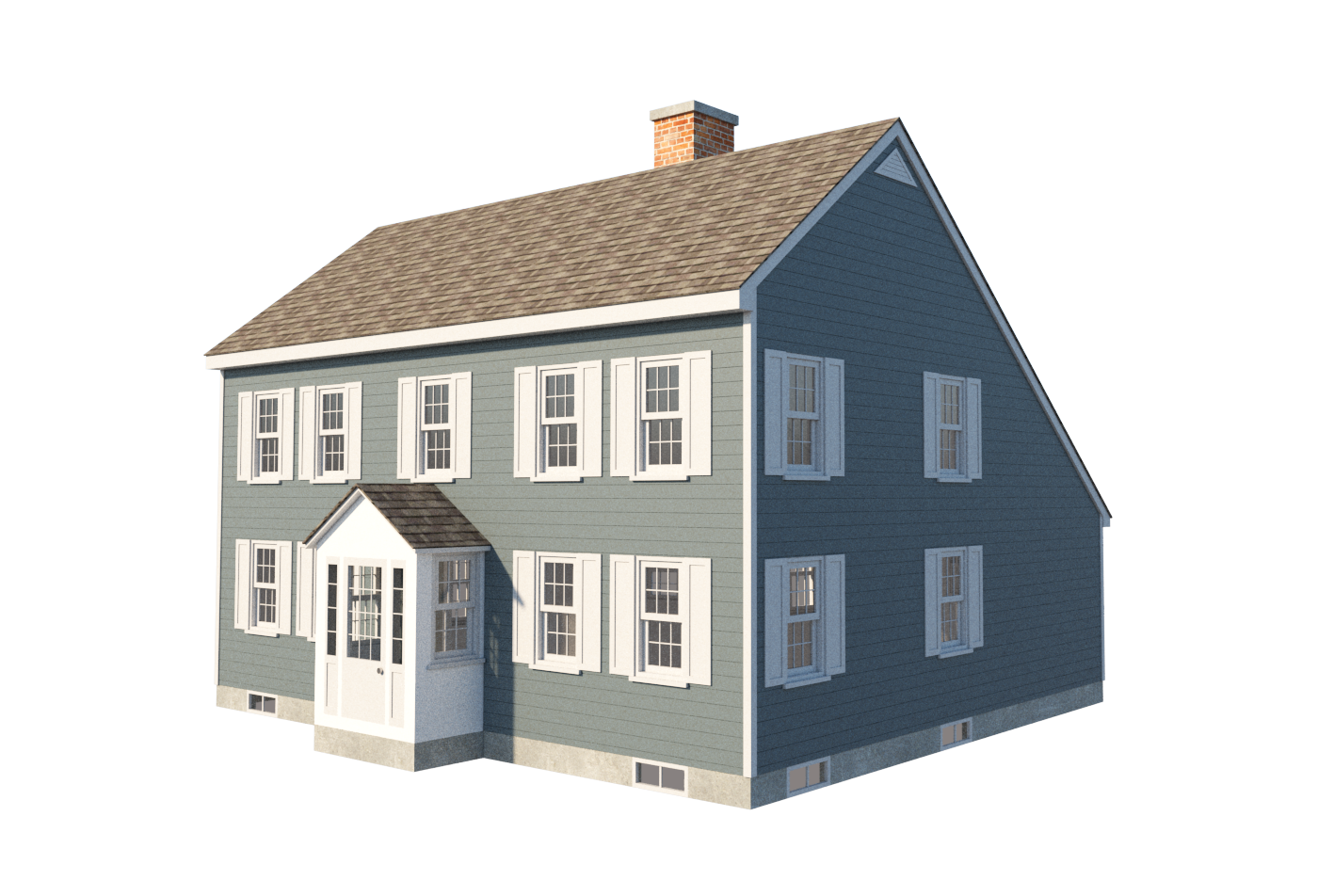 Build A Saltbox House - DIY Plans - Two Story Colonial Home – The Best DIY  Plans Store, image size:1400x952